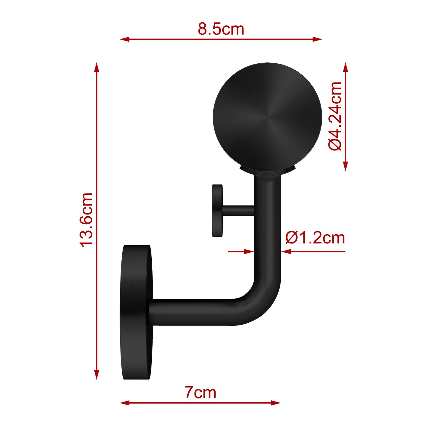 SKY Indoor Outdoor 304 Stainless Steel Wall Mount Handrail, Black Stair Railing