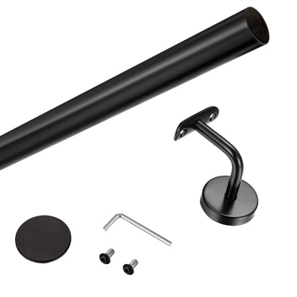 SKY Indoor Outdoor 304 Stainless Steel Wall Mount Handrail, Black Stair Railing