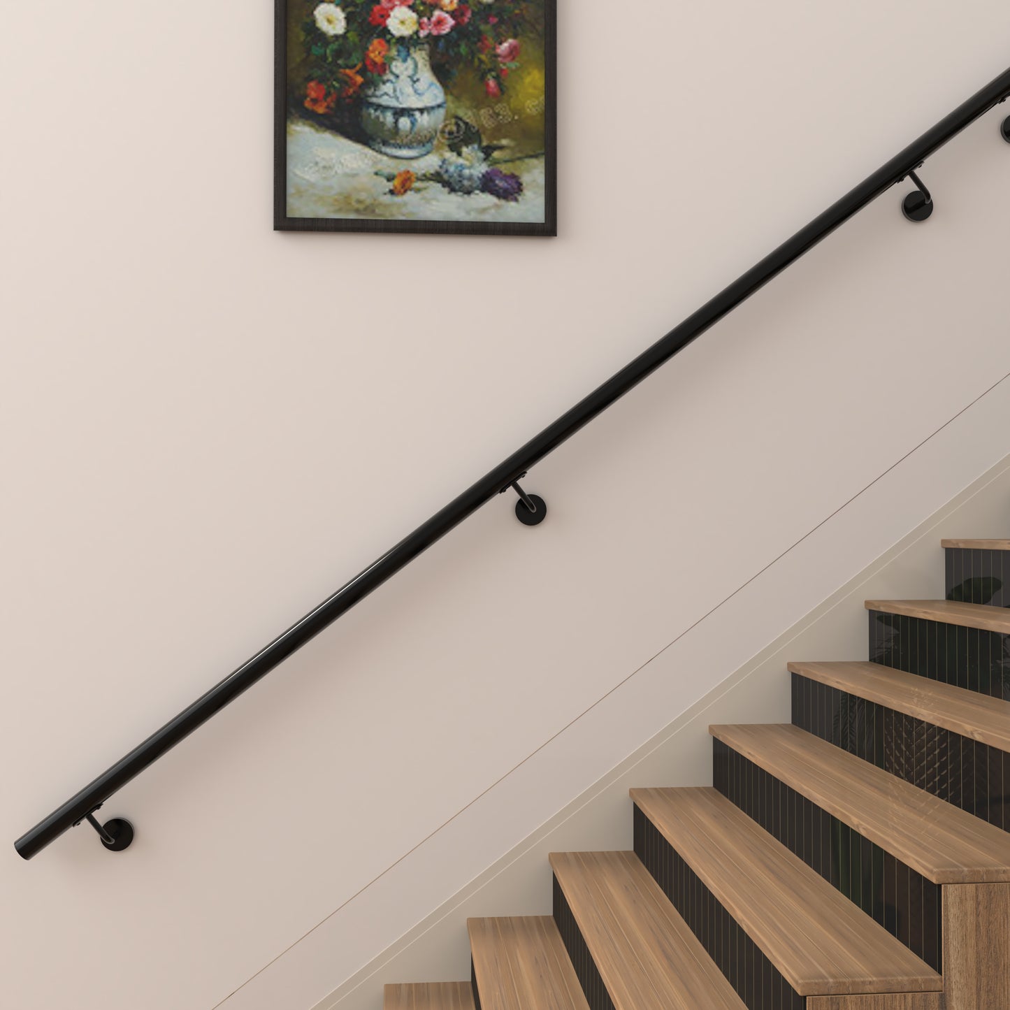 SKY Indoor Outdoor 304 Stainless Steel Wall Mount Handrail, Black Stair Railing