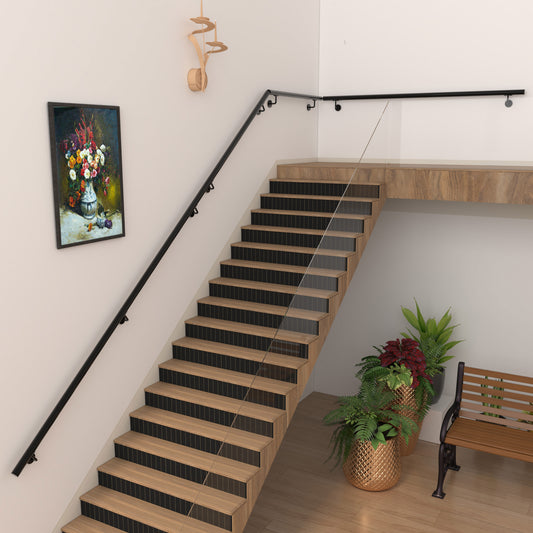 SKY Indoor Outdoor 304 Stainless Steel Wall Mount Handrail, Black Stair Railing