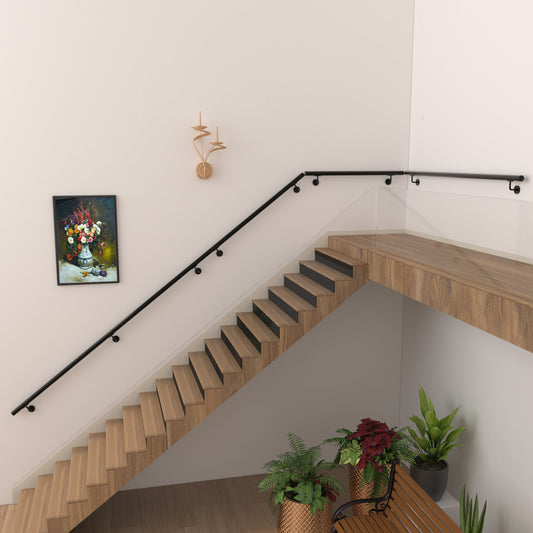 SKY Indoor Outdoor 304 Stainless Steel Wall Mount Handrail, Black Stair Railing