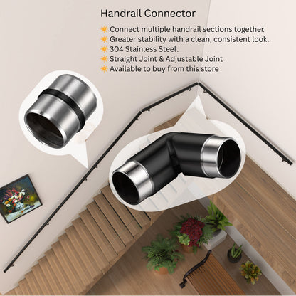 SKY Indoor Outdoor 304 Stainless Steel Wall Mount Handrail, Black Stair Railing