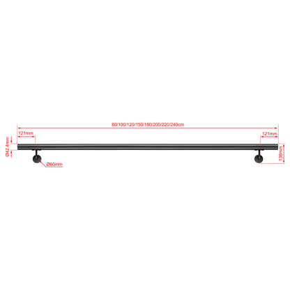 SKY Indoor Outdoor 304 Stainless Steel Wall Mount Handrail, Black Stair Railing