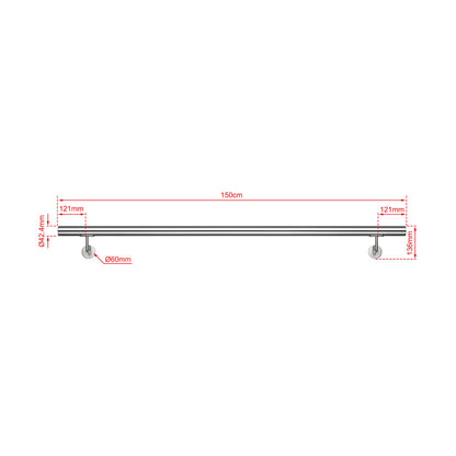 SKY 304 Stainless Steel Wall Mount Handrail, Brushed Silver Stair Railing