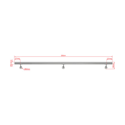 SKY 304 Stainless Steel Wall Mount Handrail, Brushed Silver Stair Railing