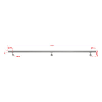 SKY 304 Stainless Steel Wall Mount Handrail, Brushed Silver Stair Railing
