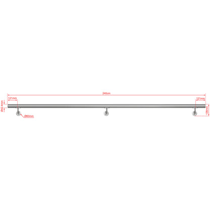 SKY 304 Stainless Steel Wall Mount Handrail, Brushed Silver Stair Railing