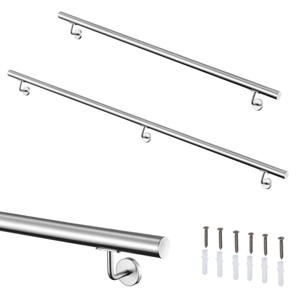 SKY 304 Stainless Steel Wall Mount Handrail, Brushed Silver Stair Railing