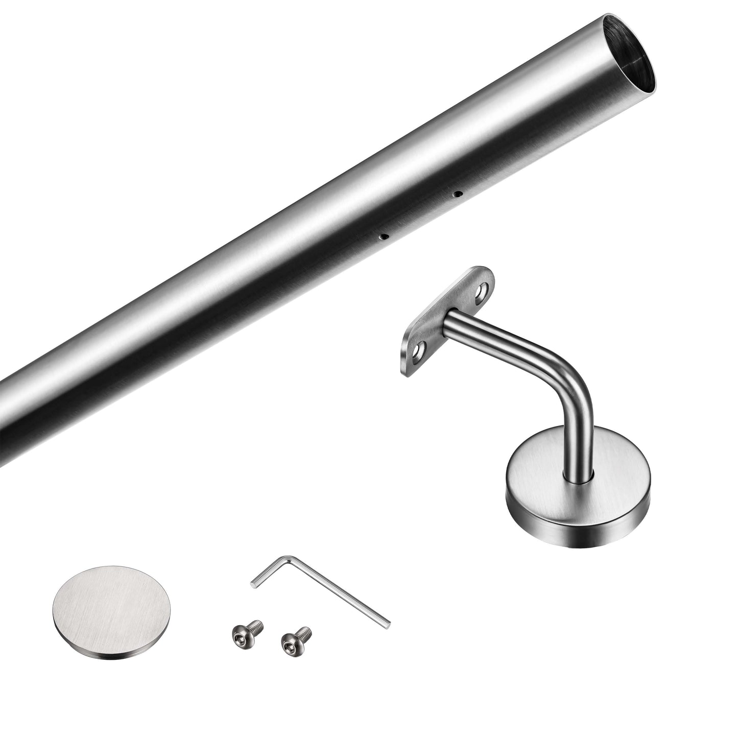 SKY 304 Stainless Steel Wall Mount Handrail, Brushed Silver Stair Railing