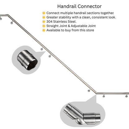 SKY 304 Stainless Steel Wall Mount Handrail, Brushed Silver Stair Railing