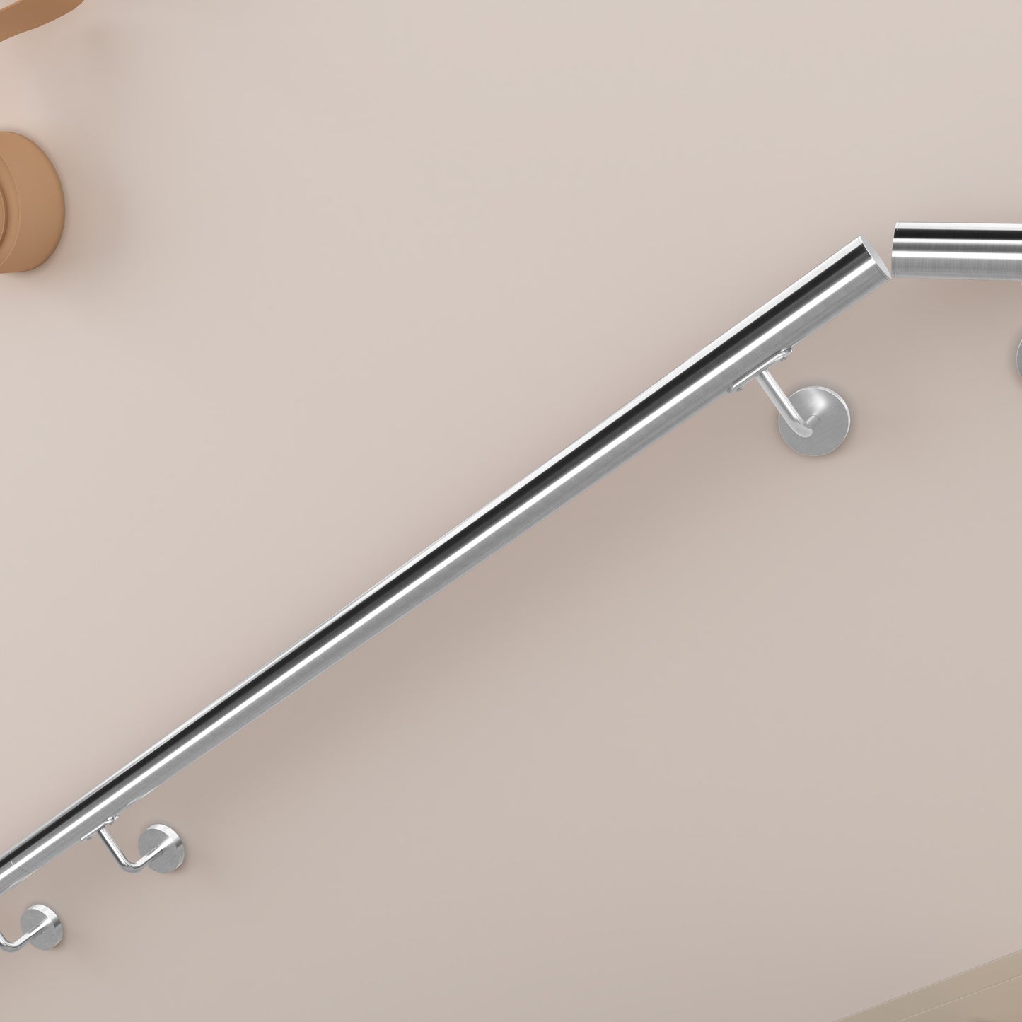 SKY 304 Stainless Steel Wall Mount Handrail, Brushed Silver Stair Railing