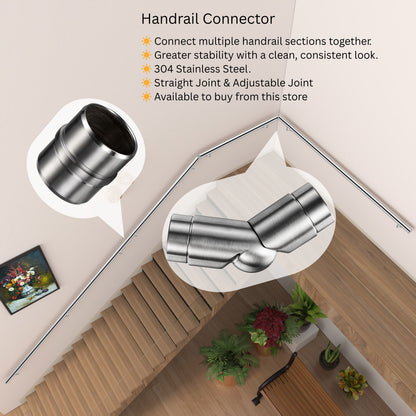 SKY 304 Stainless Steel Wall Mount Handrail, Brushed Silver Stair Railing