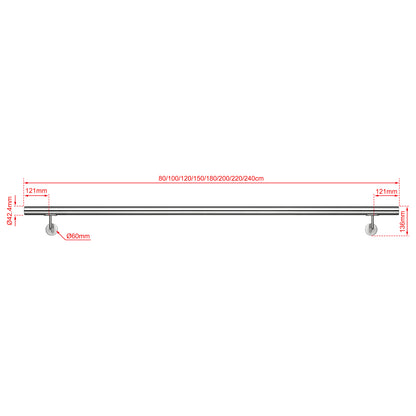 SKY 304 Stainless Steel Wall Mount Handrail, Brushed Silver Stair Railing
