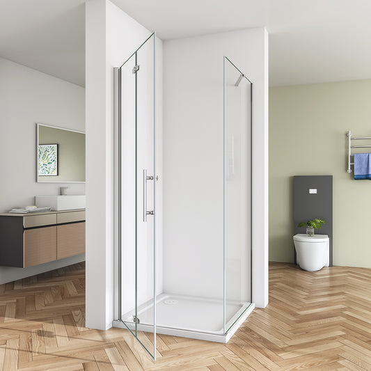 SKY bi fold shower frameless enclosures 2