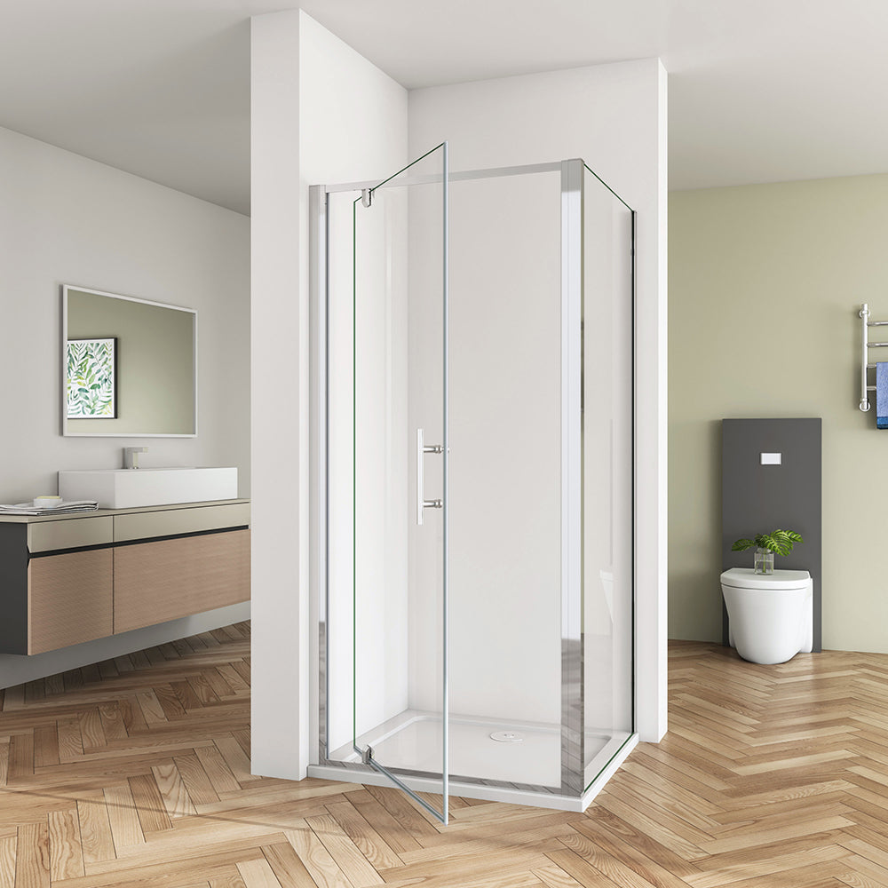 SKY Bathroom Pivot Shower Enclosure Door + Screen Panel Glass