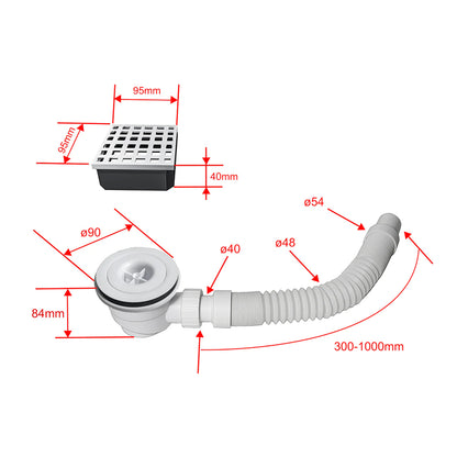 Shower Tray Kit + Waste Trap Wet Bathroom Enclosure Base