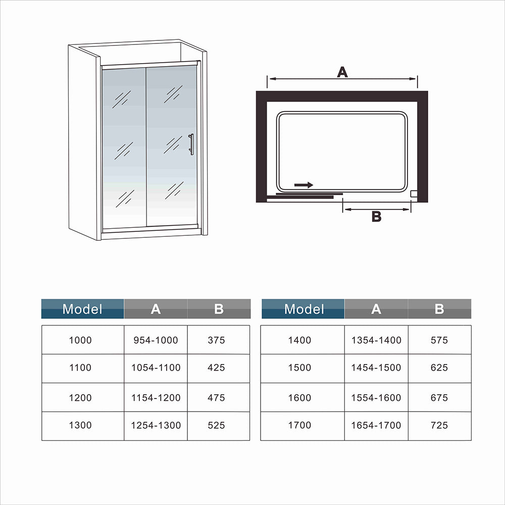 SKY bathroom Sliding Shower Single Door EASY CLEAN 8mm Glass