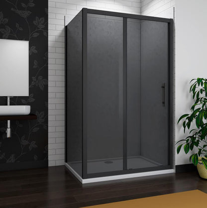 SKY bathroom Black 8mm NANO Glass Shower Sliding Door Cubicle + Shower Base