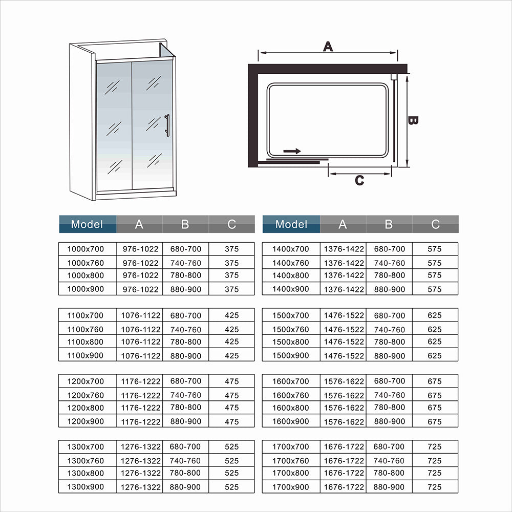 SKY bathroom 8mm EASY CLEAN Glass Sliding Shower Cubicle