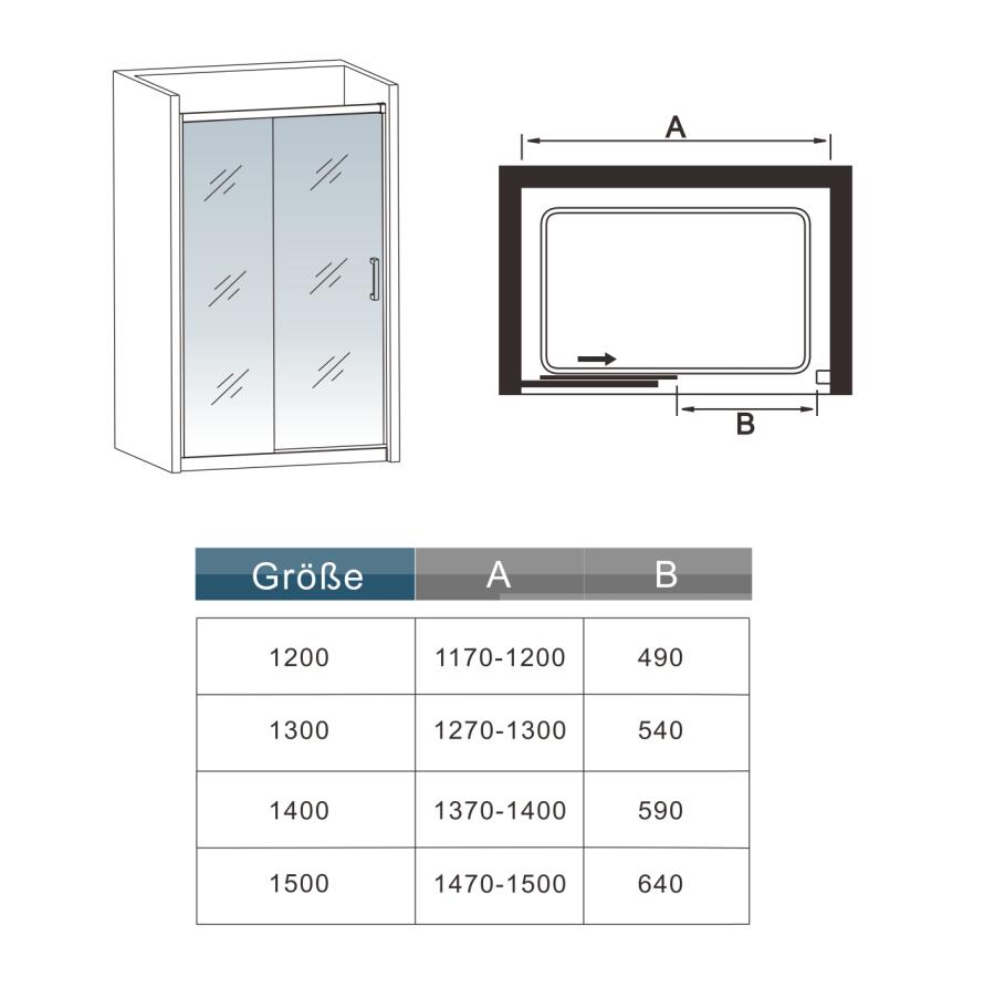 SKY bathroom Sliding Shower 8mm Door EASY CLEAN Tempered Glass