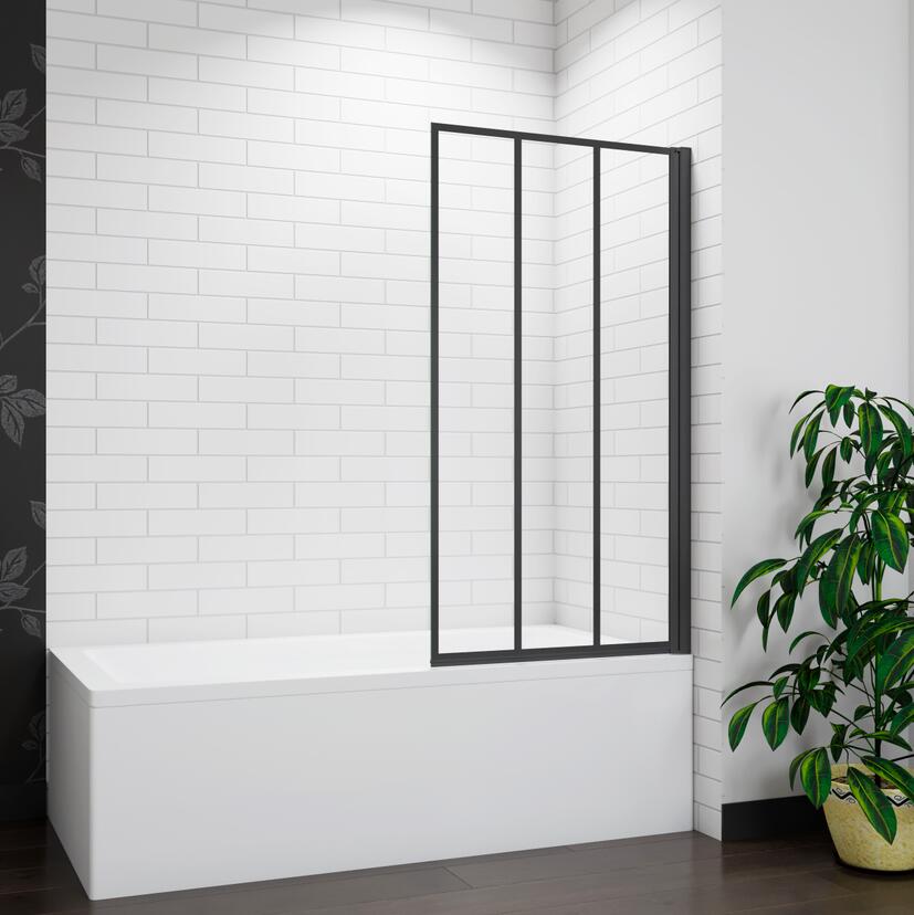 70x140cm Black Silk Pivot Shower Bath Screen Glass Panel