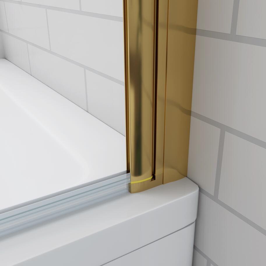 Frameless Gold Bath Shower Screen NANO Glass Panel Pivot 80x140cm