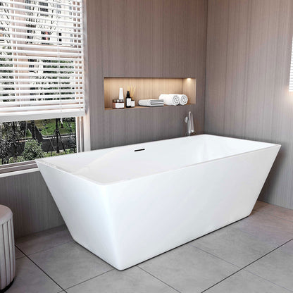 1700x800mm Bath Shower Bathtub Freestanding Double Ended Bath Integral Waste & Overflow