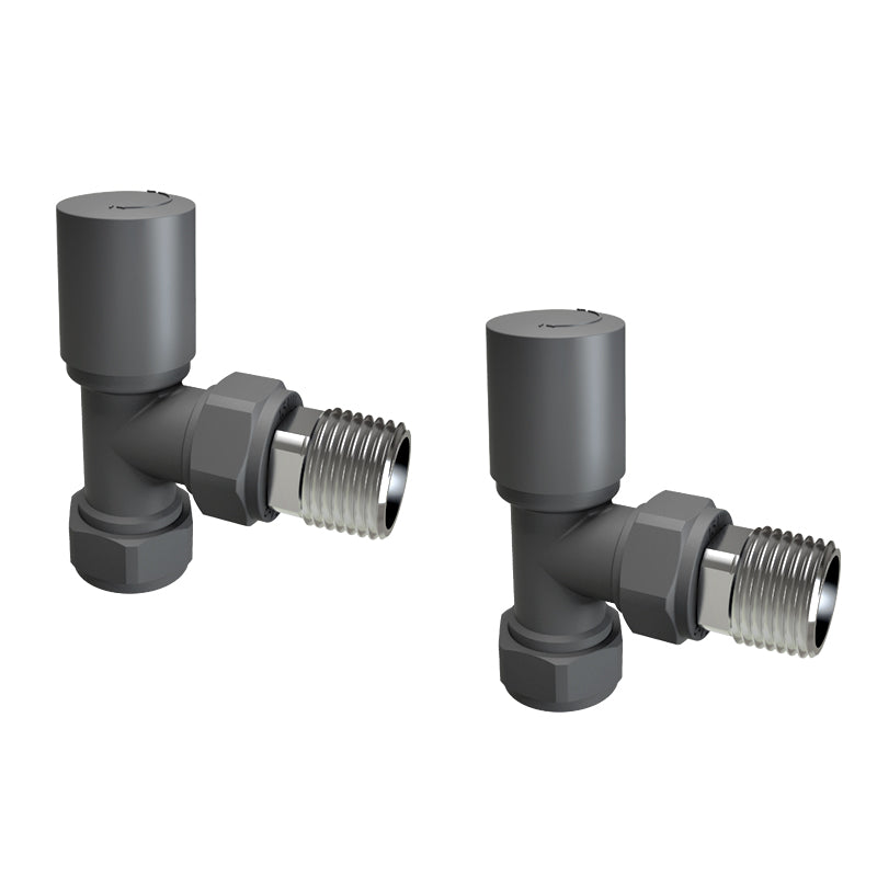 SKY BATHROOM Manual & Thermostatic TRV 15mm x 1/2 inch Chrome & Anthracite Radiator Angled Valve