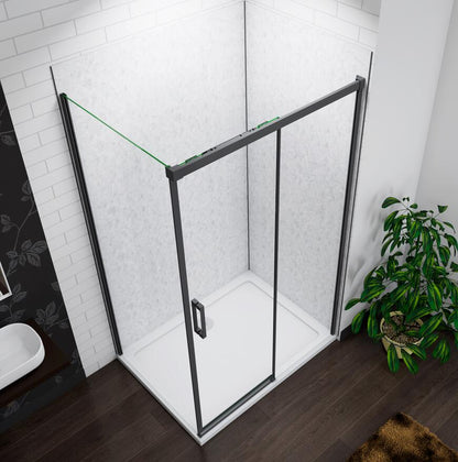 SKY bathroom NANO Glass Sliding Shower 8mm Enclosure+White stone Shower tray