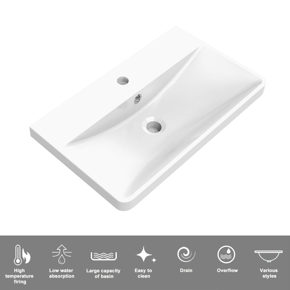 SKY Bathroom Vanity Unit with basin Wall-mounted Gloss White 2 Drawers