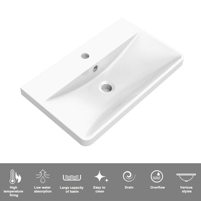 SKY Bathroom Vanity Unit with basin Wall-mounted Gloss White 2 Drawers