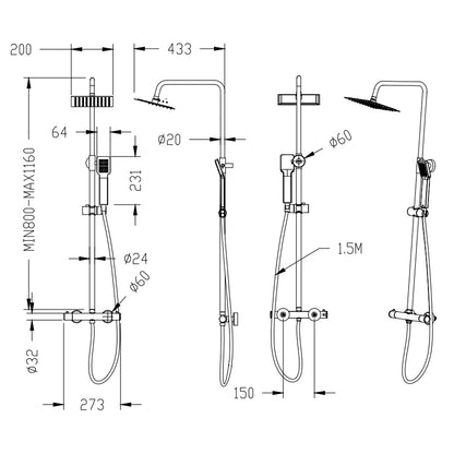 thermostatic shower silver mixer