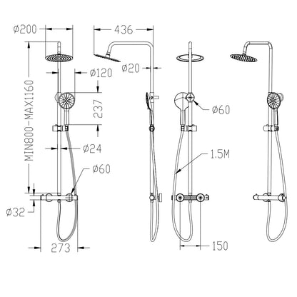 thermostatic shower silver mixer