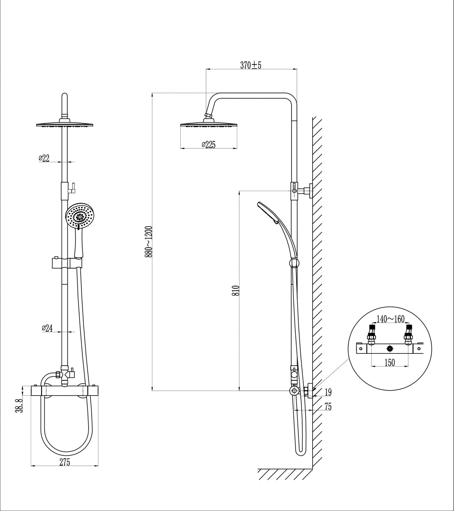 thermostatic shower silver mixer