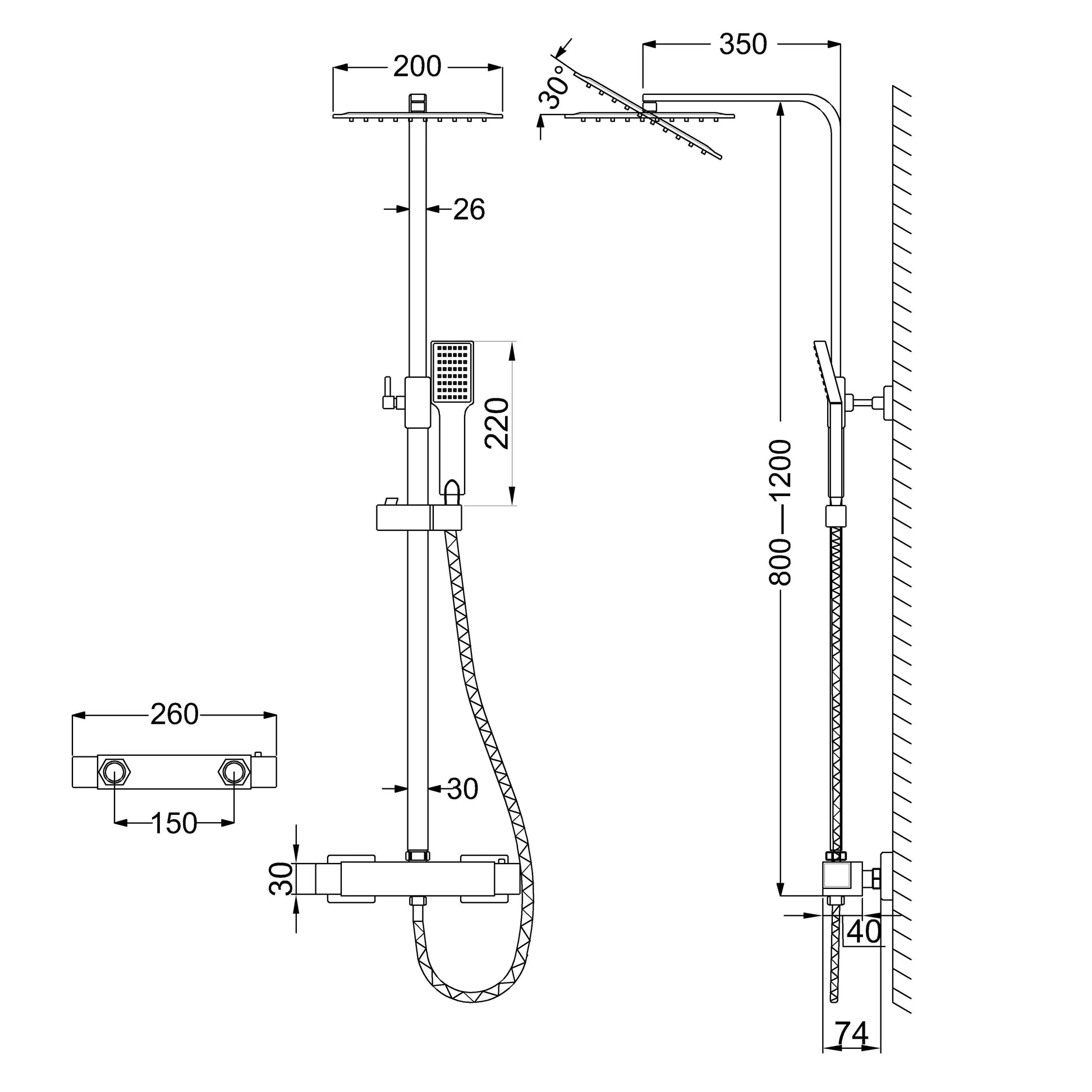 SKY NEW BLACK SHOWER SET