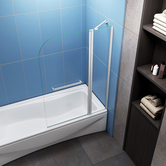Pivot Bath Shower Screen Glass 100X140cm Glass Double Door Panel