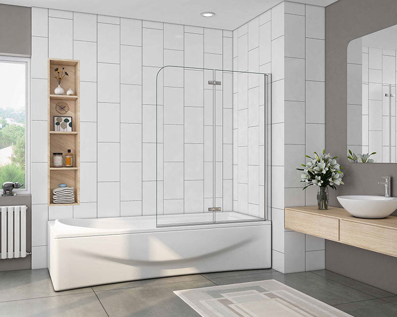 SKY 2 Fold Pivot Hinge Shower Screen 6mm NANO Glass Panel
