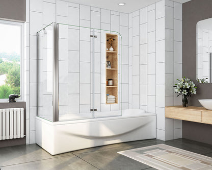 SKY 2 Fold Hinge Pivot Bath Shower Screen Panel 140cm Height