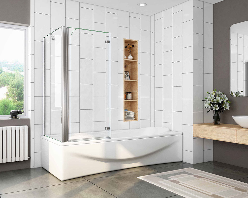 SKY 2 Fold Hinge Pivot Bath Shower Screen Panel 140cm Height