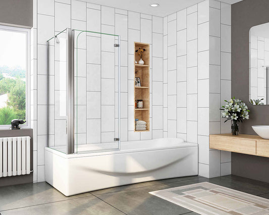 SKY 2 Fold Hinge Pivot Bath Shower Screen Panel 140cm Height