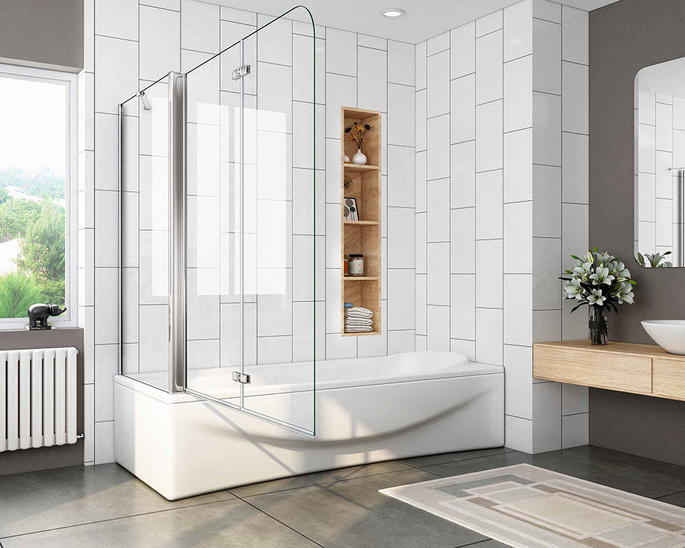 SKY 2 Fold Hinge Pivot Bath Shower Screen Panel 140cm Height