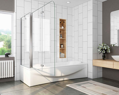 SKY 2 Fold Hinge Pivot Bath Shower Screen Panel 140cm Height