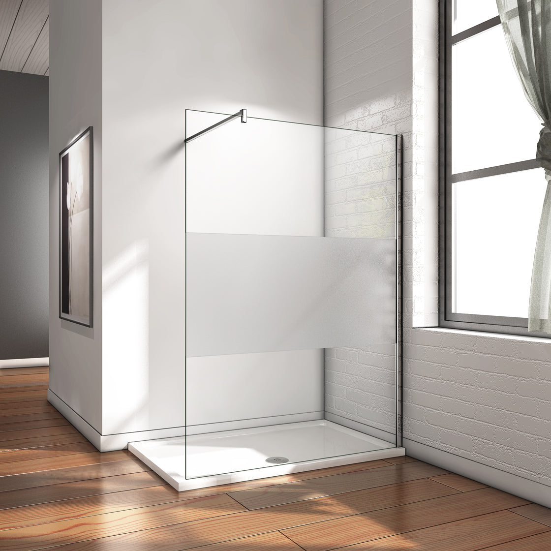 SKY Shower Walk In panel Wet Room Screen semi-frosted glass