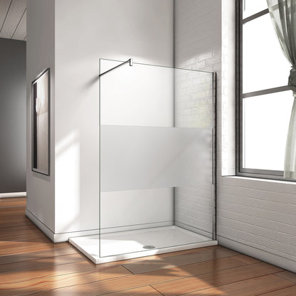 SKY Shower Walk In panel Wet Room Screen semi-frosted glass