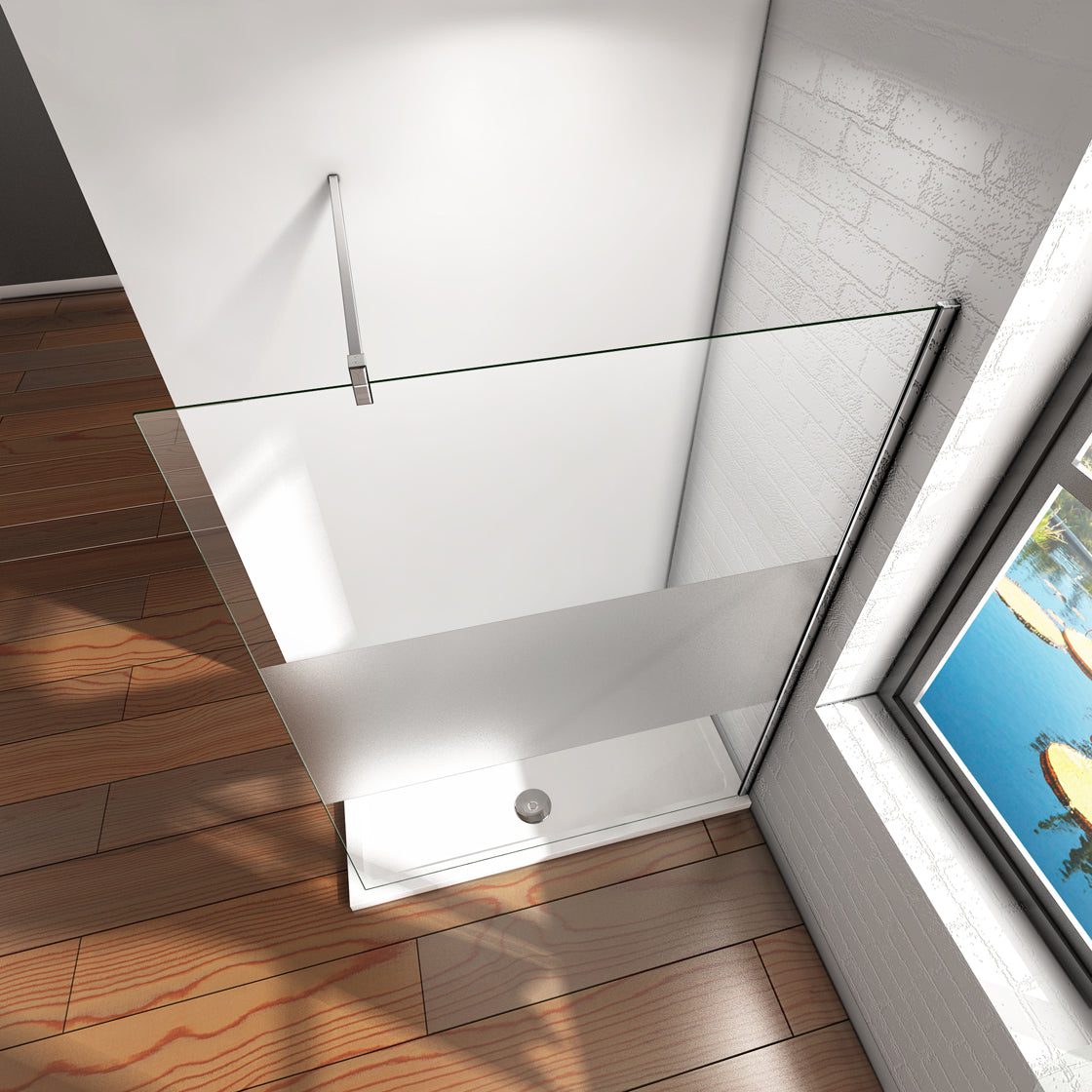 SKY Shower Walk In panel Wet Room Screen semi-frosted glass