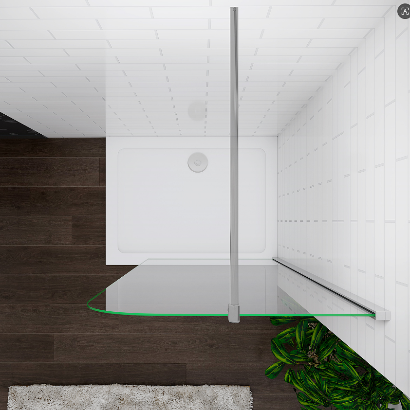 Walk In Shower Screen Panel EasyClean Curved Glass Cubicle 200cm