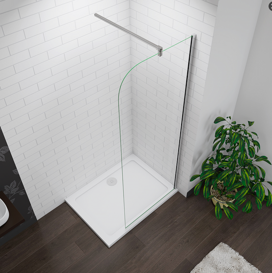 Walk In Shower Screen Panel EasyClean Curved Glass Cubicle 200cm
