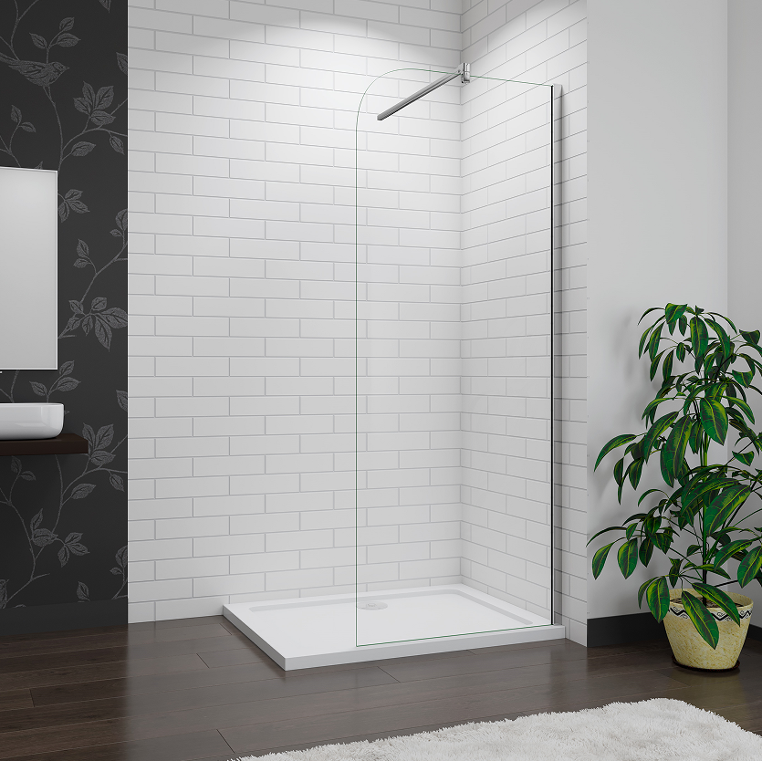 Walk In Shower Screen Panel EasyClean Curved Glass Cubicle 200cm
