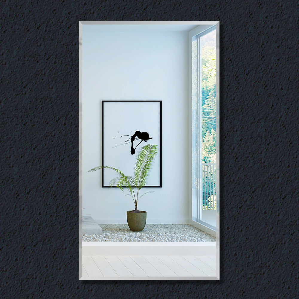 Frameless Plain Wall Mirrors for Bathroom with Wall Hanging Fixings Vertical or Horizontal