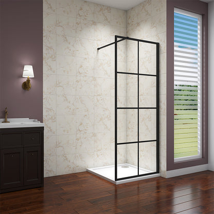 SKY Black Walk in Shower Screen Wet Room 8mm Easy Clean Glass